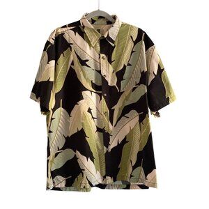Tori Richards Honolulu Hawaii XL Shirt Button Down Tropical Floral Palm Leaf USA